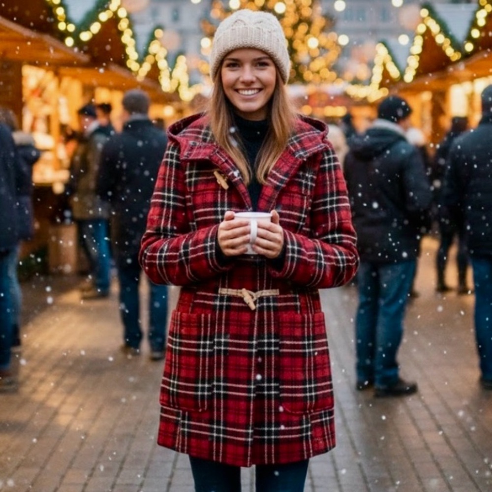 Red plaid coat